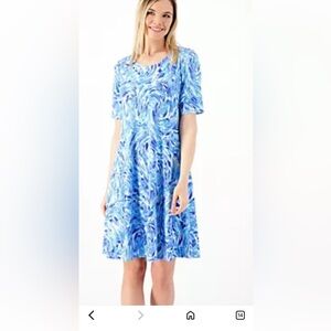 Susan Graver Blue Swirl Midi Dress